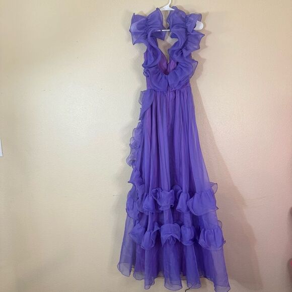Vintage ilgwu Elegant Purple Ruffled Gown 3 - Picture 7 of 7